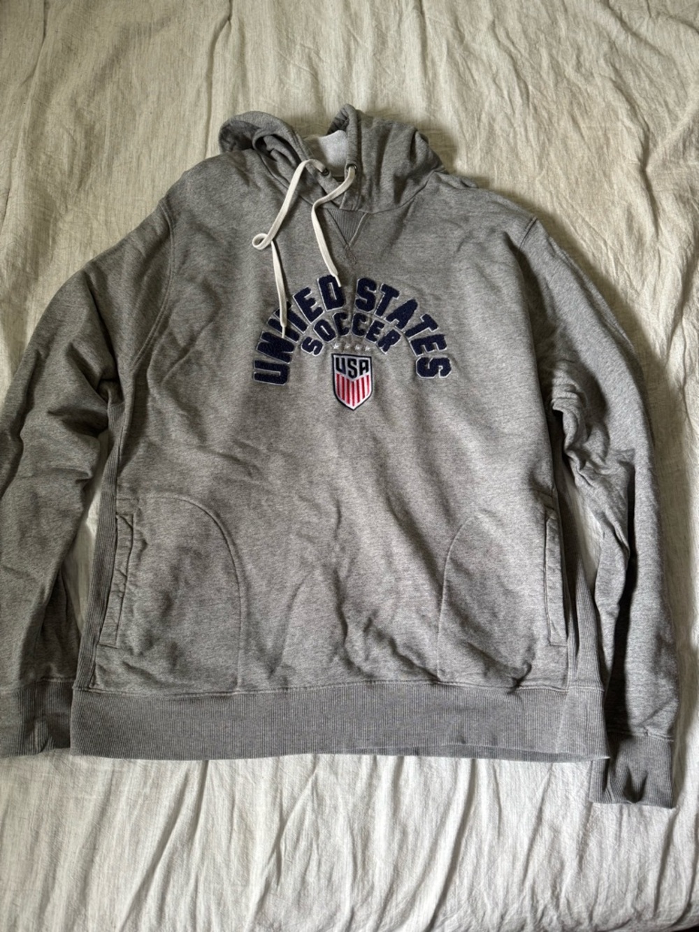 New Era Gray USA Soccer Hoodie with Navy Lettering